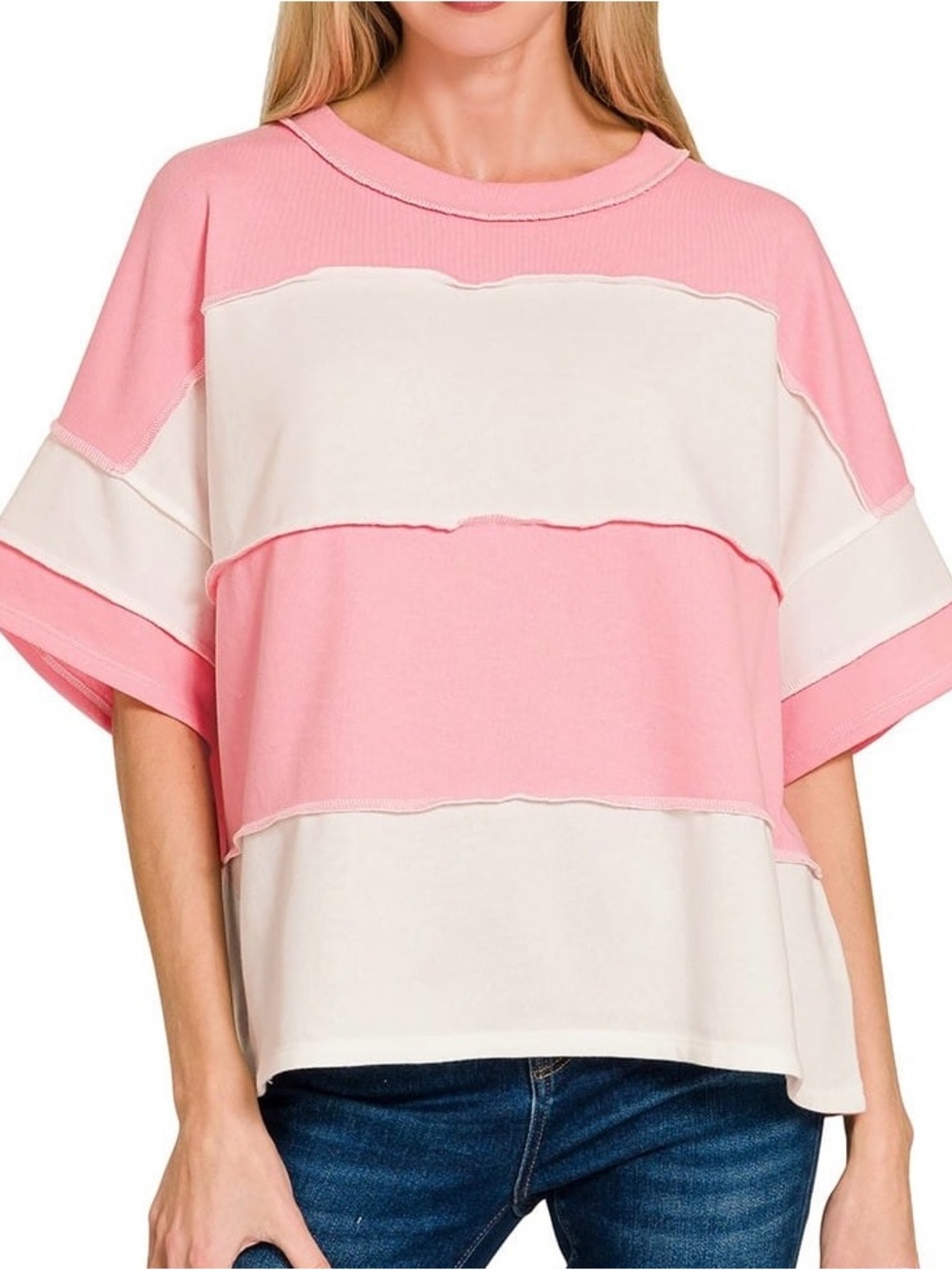 Zenana French Terry Color Block
Exposed Seam Top